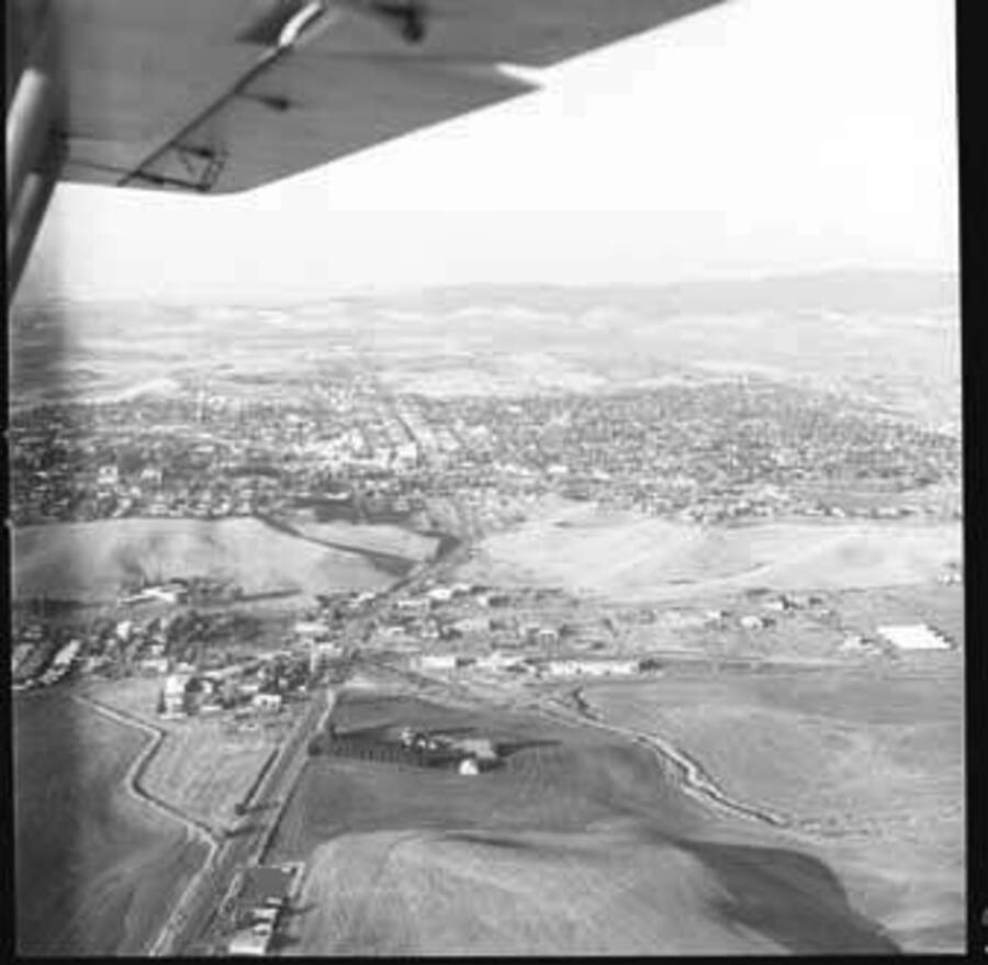 Aerial photograph of unidentified town.