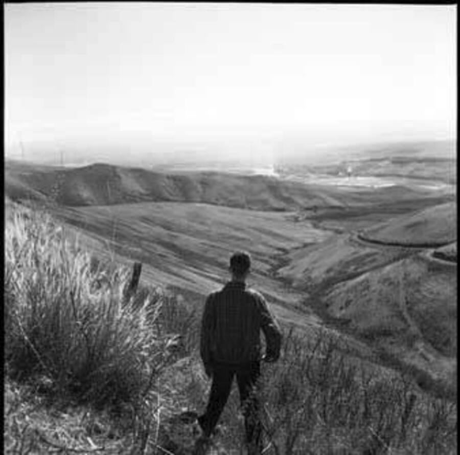Image of man standing in front of unidentified valley.