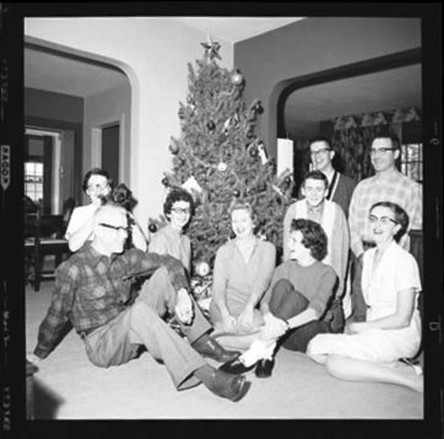 Kyle Laughlin family gathered around their Christmas tree.