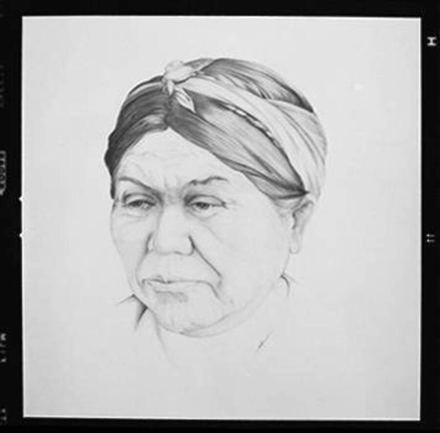 Print of a drawing of Mrs. Harry Wheeler by Steve Allured