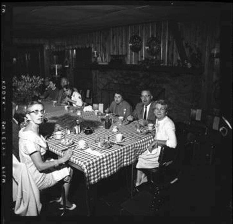 Views of unidentified people having dinner at Lake Coeur D'Alene.