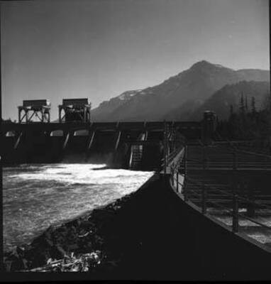 Image of unidentified dam and river.
