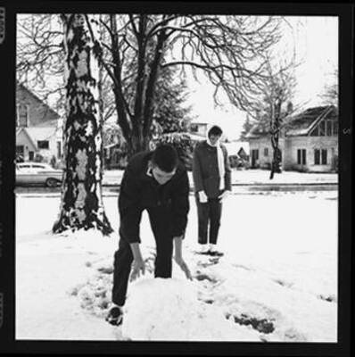Laughlin family members playing in the snow.