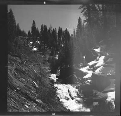 Scenic view of a waterfall near Staircase located in the Olympic National Park, Washington.