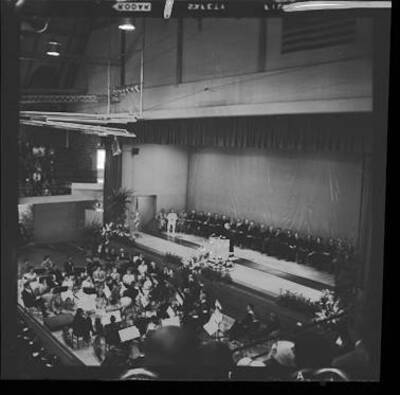 Graduation ceremony at the University of Idaho inside the Kibbie Dome.