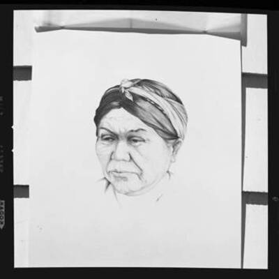 Copy prints of drawings by Steve Allured of  Mrs. Harry Wheeler. Drawing by Robert Hatch of Idaho for book plate