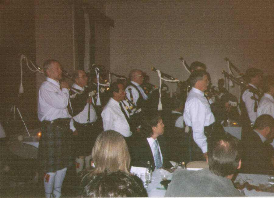 The Border Highlanders play at the Robert Burns Night Celebration January 2004