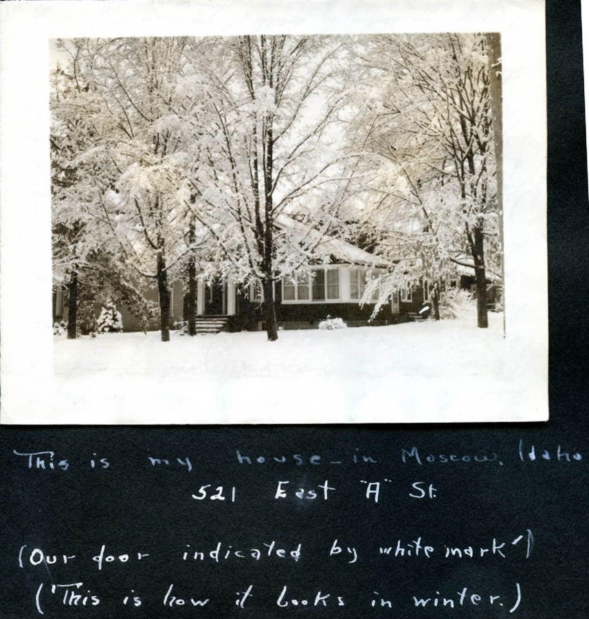 This Christmas Card features a photograph of the family home at 521 A ST and was sent by their landlady with holiday greetings.