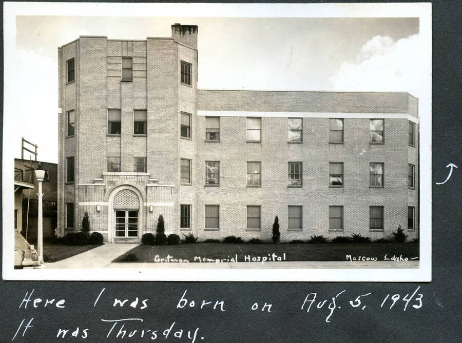 Black and white photograph of Gritman Hospital