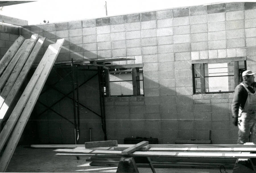 New shop building construction around 1973