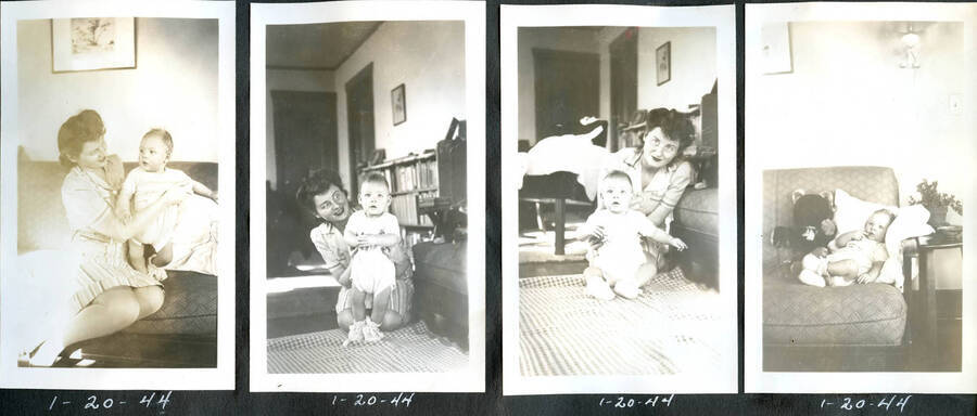 A series of baby photos of Bill Hopkins, sometimes pictured with his mother