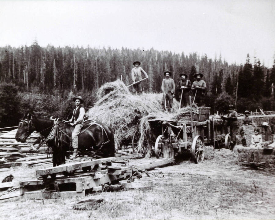 The Bysegger haying crew, outside of Potlatch, Idaho.