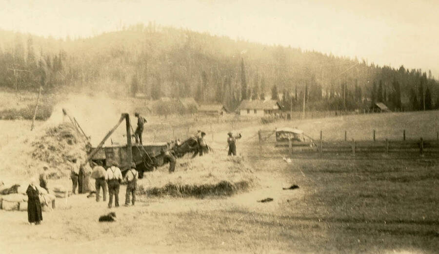 Gotfried Bysegger custom threshing crew on Soncarty place