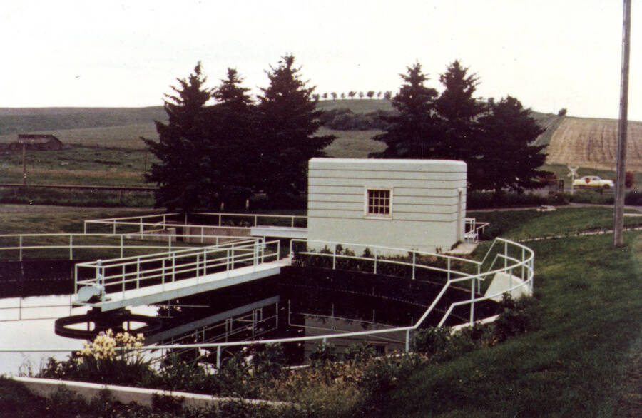 Secondary Circular Clarifier, converted to reaeration when new plant was built in 2000, building old Cl2 Feed Building.