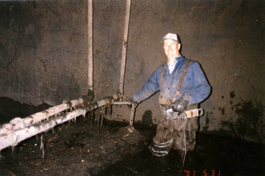 Lyle Brouse (operator) inside Primary Digester during cleaning