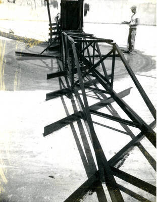 Operator Lyle Brouse cleaning Primary Clarifier
