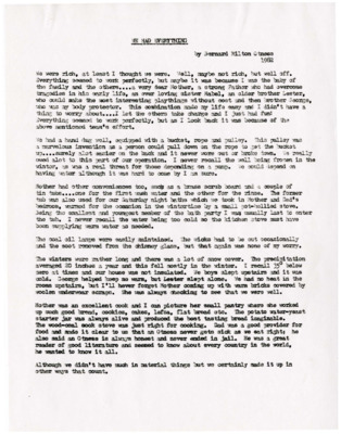 Memoirs of Bernard Milton Otness about life and family in the early 20th century; typescript; Influenza 1918; a wider geographic area (Moscow, Genesee, etc.) Read through for more keywords.