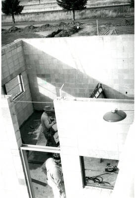 New shop building construction around 1973