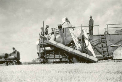 Davis family farm and Harris combine
