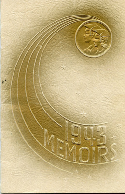 Max Davis's memory book from his high school graduation in 1943. It contains signatures and well-wishes from classmates.