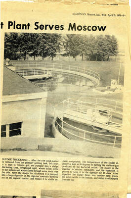 Full page newspaper article from the Idahonian, April 22, 1970, "Water Treatment Plant Serves Moscow". Part 2