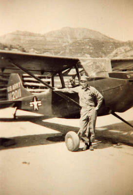 Norman Soncarty was an airplane mechanic in the Army. This is his plane, "Old 011"