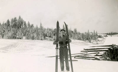 Norman Soncarty, born 1930, skiing as a child.