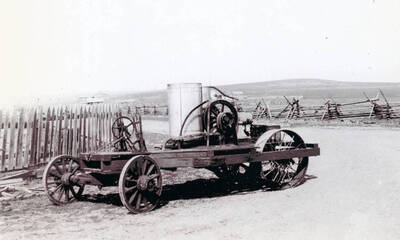 A homemade steam engine built by Ed. Marsh.