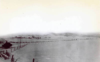 View of a Freeze flat in Idaho. A few hills can be seen in the distance.