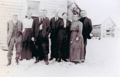 Link standing with Mr. and Mrs. Kimball and Mr. and Mrs. John Nirk.