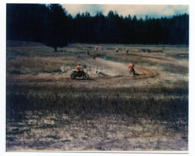 Tim Fleener racing motorbikes at Clarkia, Idaho.