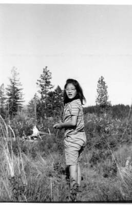 Juanita Kay Fleener exploring the area during the family's Selway trip.