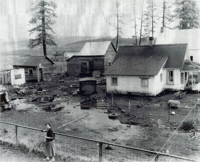 Side view of house that is flooded in Princeton, ID