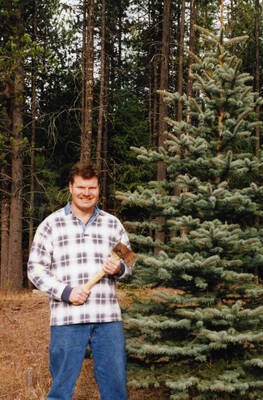 The family chopped down a Christmas tree on Thanksgiving weekend as tradition, up near Flanigan Creek.