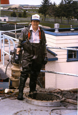 Contractor inspecting Primary Digester Dome condition