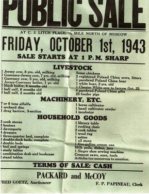 Lyle Packard sold his property in this joint-family public sale. Both Lyle Packard and McCoy participated in the sale dated Friday October 1, 1943.