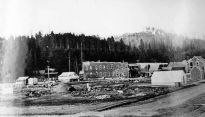 rubble from buildings damaged by Bovill fire