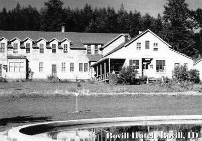 The Bovill Hotel with trees in the distant.