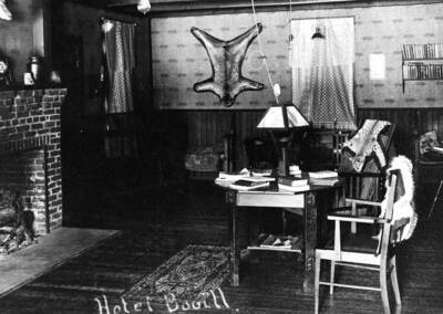 Interior view of the Bovill Hotel Parlor.