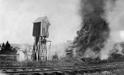 Fire in the Bovill Chapin Cedar Pole Yard.