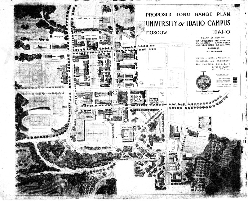 Today the Agricultural Science addition and Executive Residence occupy the locations proposed in this plan. Many other elements, however, are significantly different than campus today.