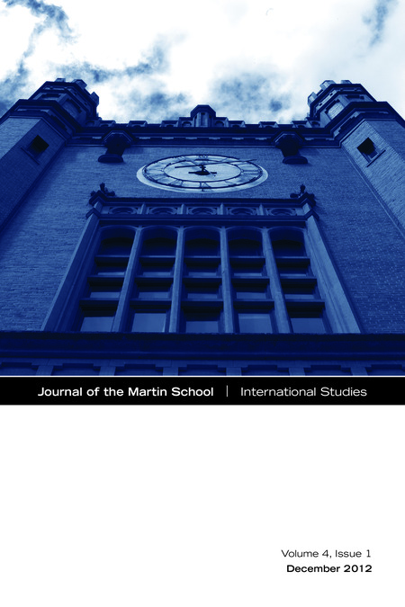 Issue of the Journal of the Martin Institute. Articles include: Artistry and Judge Misconduct in Artistic Olympic Sports (Kayla Whiting); Strategic Development vs. Neocolonialism: Exploring China-Africa Relations (Sarah Grigg); Securing Corporate Social Responsibility in the Development of States: A Legal Framework of Accountability (Angelene Little); Biopiracy: IPR Solutions for Developing Nations and their Indigenous Groups (Andrea Scanlan); Cultural Heritage and European Policy (A. Tayler Marshall); Communication, Integration, and Identification: An Effective Language Policy for the European Union (Emily Brookhart); The Ambiguity of Cyber Warfare: Regulating Cyber War for the 21st Century (Stephen Weeks); Improving US – Russian Intercountry Adoption and Cooperation: Ensuring the Wellbeing of Orphans across Borders (Elizabeth Rose Hardman)