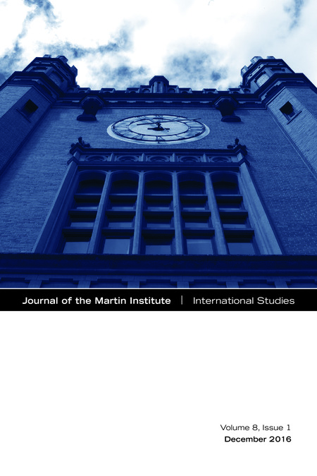 Issue of the Journal of the Martin Institute. Articles include: Improving Human Waste Management in South Asia (Caitlin Jacobshagen); Revamping the European Union’s Common European Asylum System (Alyssa Shankel); Mitigating Separatist Tendencies in the Xinjiang Autonomous Region of China (Sarah Platt); Towards a Sustainable Transnational Security Apparatus on the African Continent (Edwin Latrell); Transnational Water Governance in South Asia (Anushka Karki); Improving Favelas in Brazil through Integrated Urban Development Programs (Amaya Amigo); Strengthening the Capacity of Smallholders in the ASEAN Oil Palm Industry (Courtney Stoker); The Proper Development of Armed Forces for Counterterrorism (Riley England)