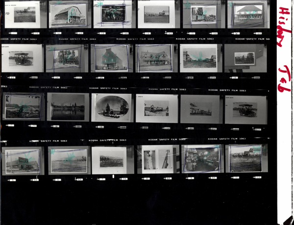 One sheet contact prints with many McCall business buildings