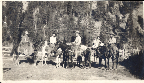 Five men on horseback