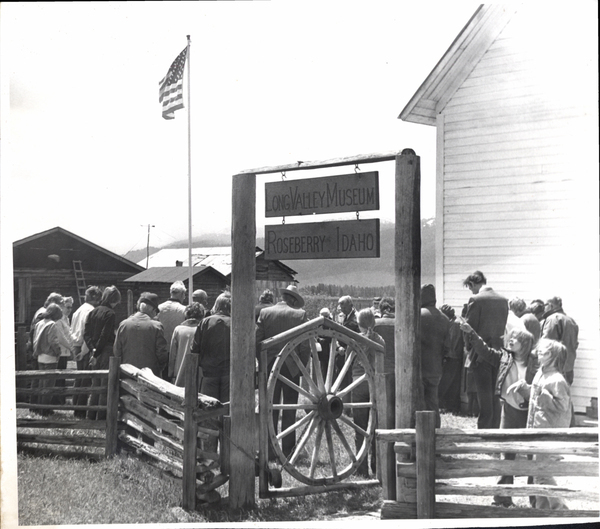 Long Valley Museum gathering, Ice Cream Social? Roseberry, Idaho. Image contains the text: "None"