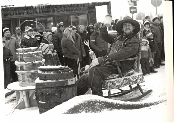 Crazy Daze- Dick Stewart with rocking chair and beer kegs