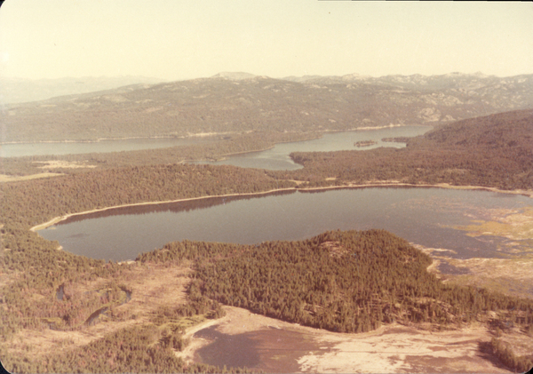 Original colored aerial photograph of Little Payette Lake