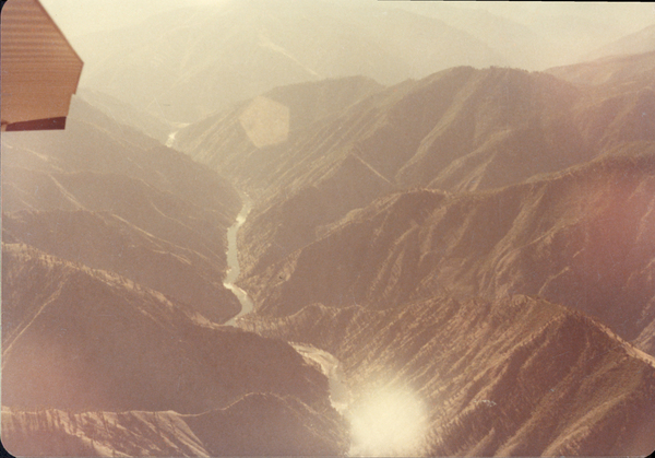 Original colored aerial photograph of a lake