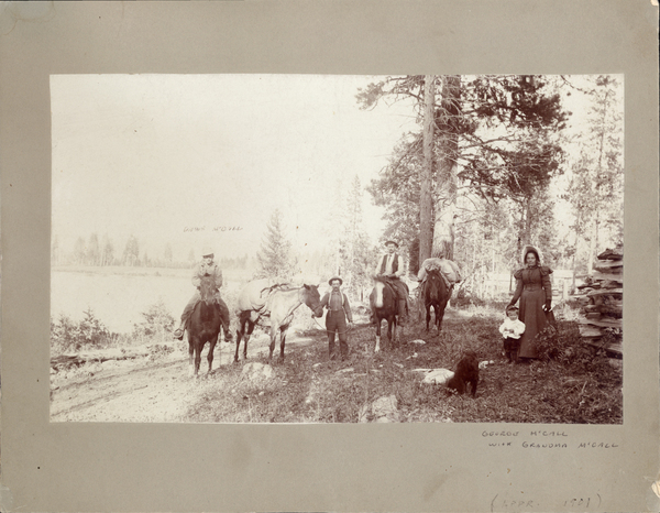 McCall family. Image contains the text: "GEORGE McCALL  GEORGE McCALL  WITH GRANDMA McCALL  (APR. 1901)"